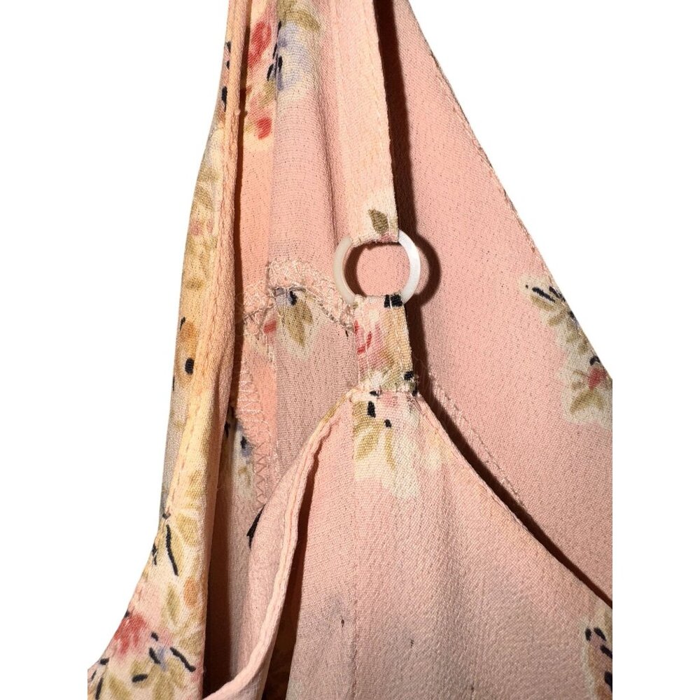 90s Betsy Johnson Floral Pink Sleeveless Wide-Leg Jumpsuit With Waist Tie romper - Picture 4 of 8